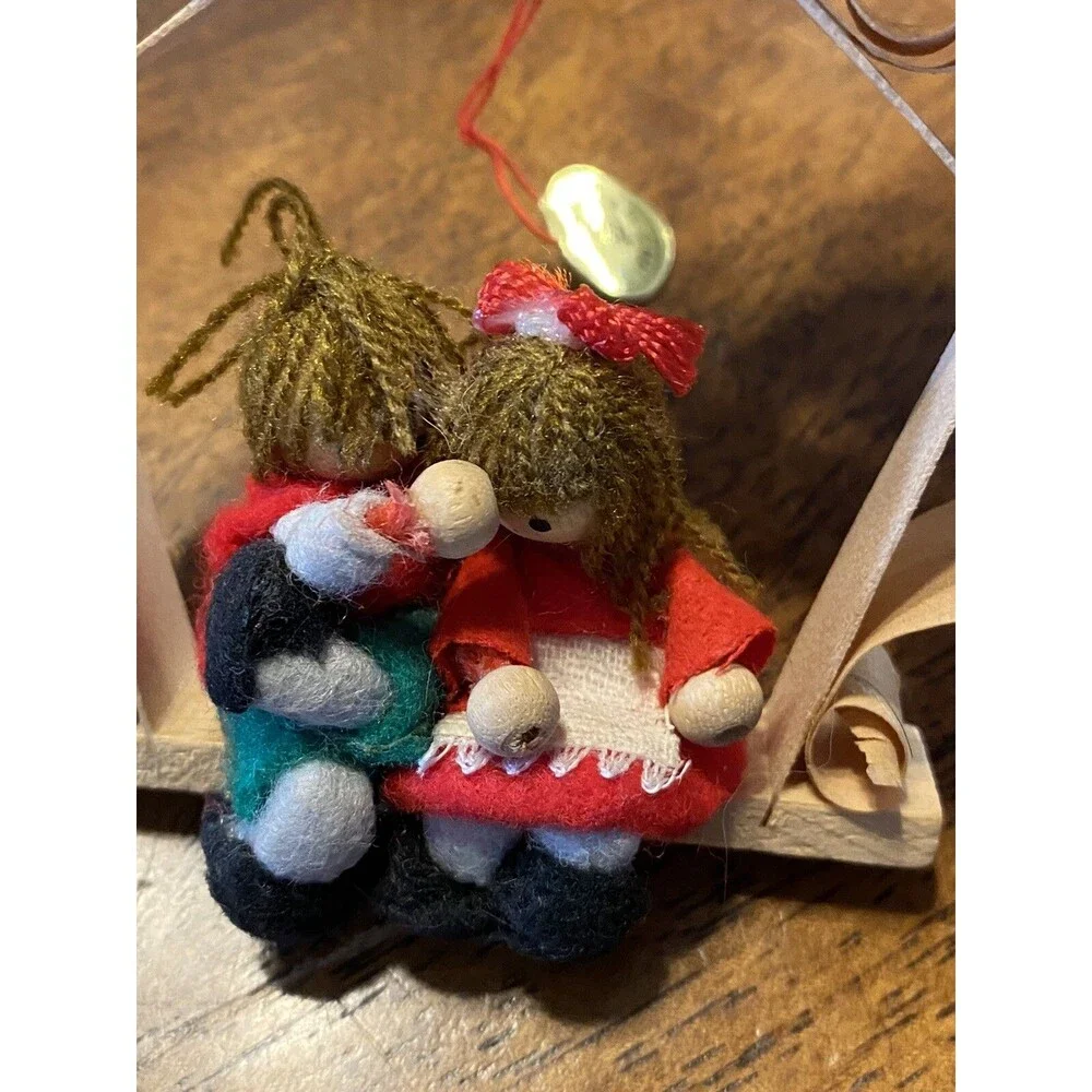 Vintage Kurt Adler Christmas Ornament Love Birds Children 1980 Holiday Tree